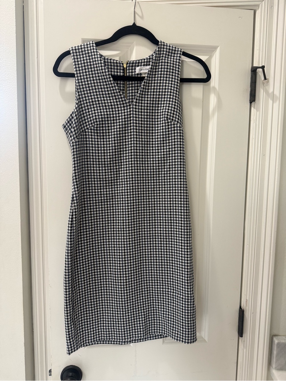 Calvin Klein Black and White Gingham Mini Shift Dress
